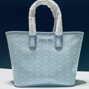 NWT MICHAEL KORS Jodie Small Logo Jacquard Tote Bag #bin+420
